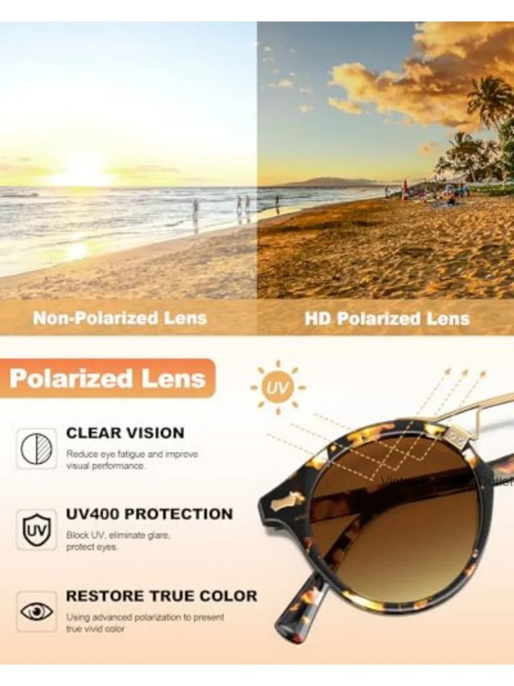 Round Retro Sunglasses for Women Polarized UV Protection TR90 Stainless Steel